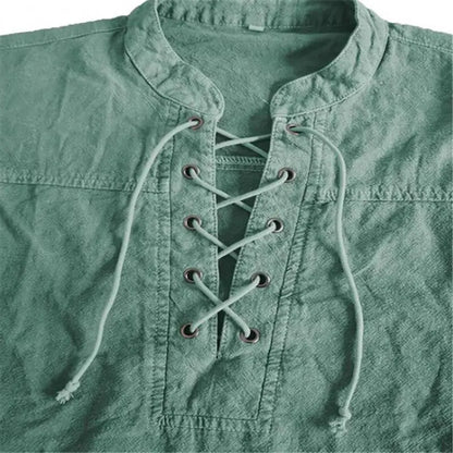 maoxiangshop Men Knight Medieval Tunic Vintage Lace Up Renaissance Roman Shirts Halloween Costume for Adult Viking Pirate Cosplay for Dating