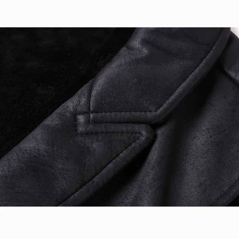 maoxiangshop Vest Men Casual Waistcoat Man Faux leather fashion leather Slim vest lapel classical Vintage gilet European style male