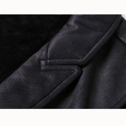 maoxiangshop Vest Men Casual Waistcoat Man Faux leather fashion leather Slim vest lapel classical Vintage gilet European style male