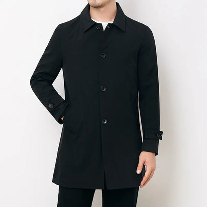 maoxiangshop Spring Autumn Men Long Coat Windbreaker Casual Loose Design Solid Color Trench Men Fashion Korean Style Mens Jackets Outerwear