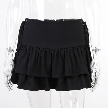 maoxiangshop High Waist Lace Plaid Pleated Gothic Mini Skirt Sexy Mall Goth Skirt Gothic Punk Emo Club Wear Women Harajuku Y2k Dark Skirt