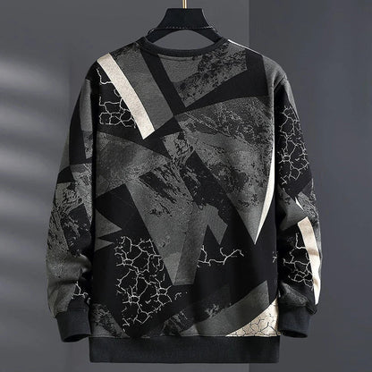 maoxiangshop Autumn Winter Fleece Sweatshirts Men Plus Szie 9XL 10XL Sweatshirt Fashion Hip Hop Geometric Graffiti Pullover Male Baggy Tops
