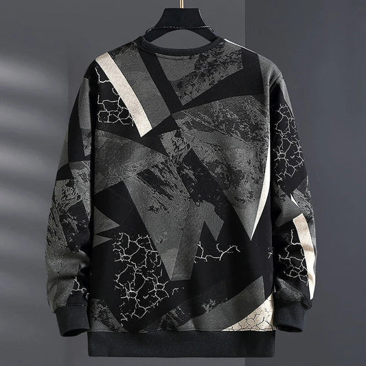 maoxiangshop Autumn Winter Fleece Sweatshirts Men Plus Szie 9XL 10XL Sweatshirt Fashion Hip Hop Geometric Graffiti Pullover Male Baggy Tops