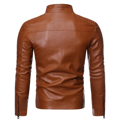 maoxiangshop Men Autumn New Causal Vintage Leather Jacket Coat Men Spring Fashion Design Motor Biker Pocket PU Leather Jacket Men 4XL-M