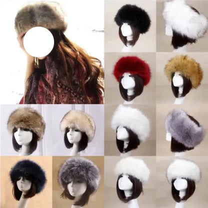 maoxiangshop Hot Winter Thick Furry Hairband Fluffy Russian Faux Fur Women Girl Fur Headband Hat Winter Outdoor Earwarmer Ski Hats new