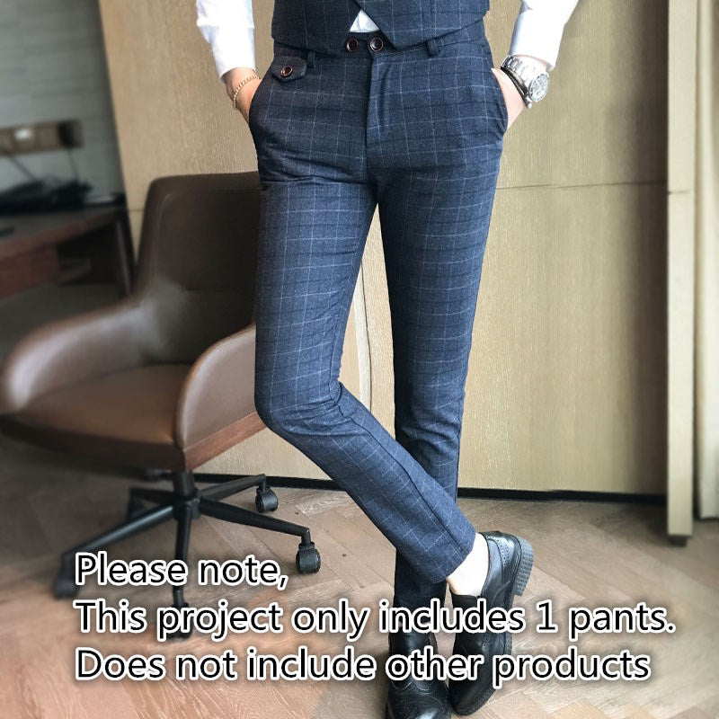 maoxiangshop Luxury Men's Check Vest Suit Trousers Men's Formal Wear Wedding Dress Large Size Casual Business Men's Suit Vest Trousers