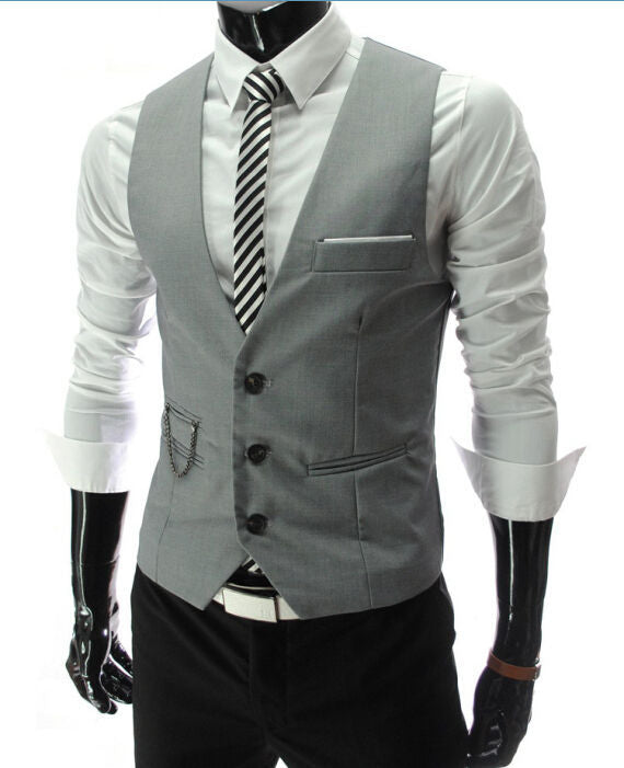 maoxiangshop New Arrival Dress Vests For Men Slim Fit Mens Suit Vest Male Waistcoat Gilet Homme Casual Sleeveless Formal Business Jacket