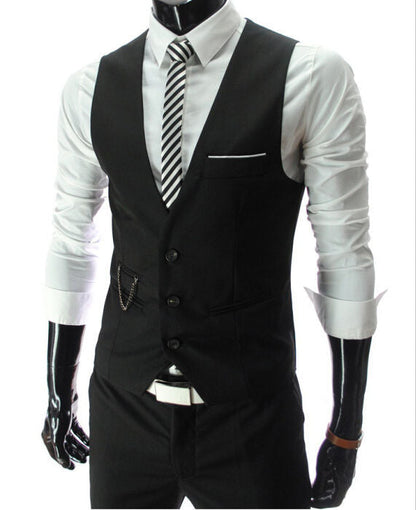 maoxiangshop New Arrival Dress Vests For Men Slim Fit Mens Suit Vest Male Waistcoat Gilet Homme Casual Sleeveless Formal Business Jacket