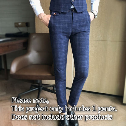 maoxiangshop Luxury Men's Check Vest Suit Trousers Men's Formal Wear Wedding Dress Large Size Casual Business Men's Suit Vest Trousers