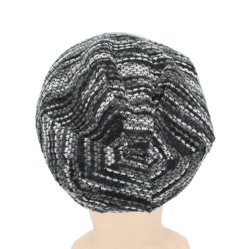 maoxiangshop Knitted Hat Women Skullies Beanies Winter Hats For Men Bonnet Striped Caps Warm Baggy Soft Female Wool Male Beanie Hat