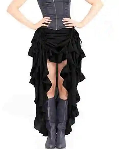 maoxiangshop Women Sexy Gothic Steampunk Victorian Corset Skirt Ruffled Burlesque Asymmetrical Skirt