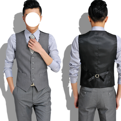 New Men's Fashion Boutique Cotton Fashion Solid Color Casual Suit Vest Men's Black Gray Formal Businss Vest Wedding Dress