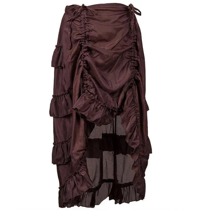 maoxiangshop Women Sexy Gothic Steampunk Victorian Corset Skirt Ruffled Burlesque Asymmetrical Skirt