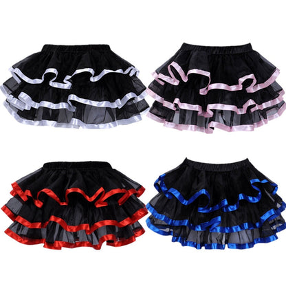 maoxiangshop Elastic Petticoat Gothic Women Skirt Petticoat Burlesque Mesh Sexy Micro Mini Tutu Skirt Ladies Performance Steampunk Skirts