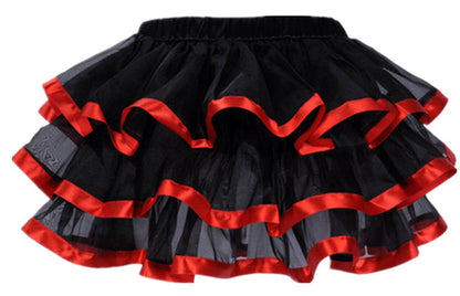 maoxiangshop Elastic Petticoat Gothic Women Skirt Petticoat Burlesque Mesh Sexy Micro Mini Tutu Skirt Ladies Performance Steampunk Skirts