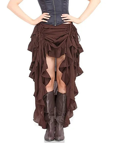 maoxiangshop Women Sexy Gothic Steampunk Victorian Corset Skirt Ruffled Burlesque Asymmetrical Skirt