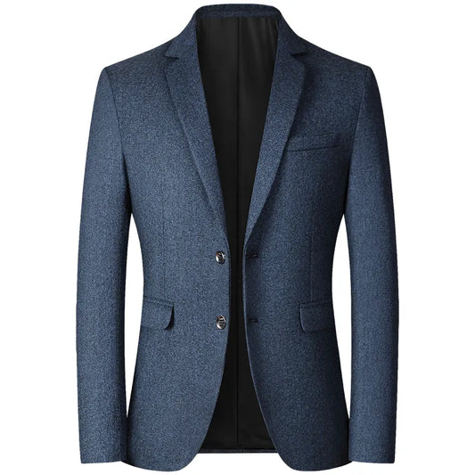 maoxiangshop New Blazers Men Solid Color Business Causal Mens Suits Coats Mens Blazers Two Buttons Flap Pocket Smart Casual Blazers for Men