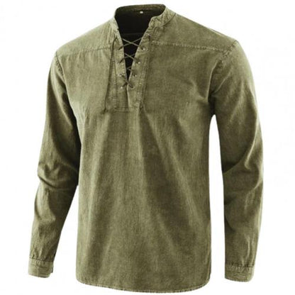 maoxiangshop Men Knight Medieval Tunic Vintage Lace Up Renaissance Roman Shirts Halloween Costume for Adult Viking Pirate Cosplay for Dating