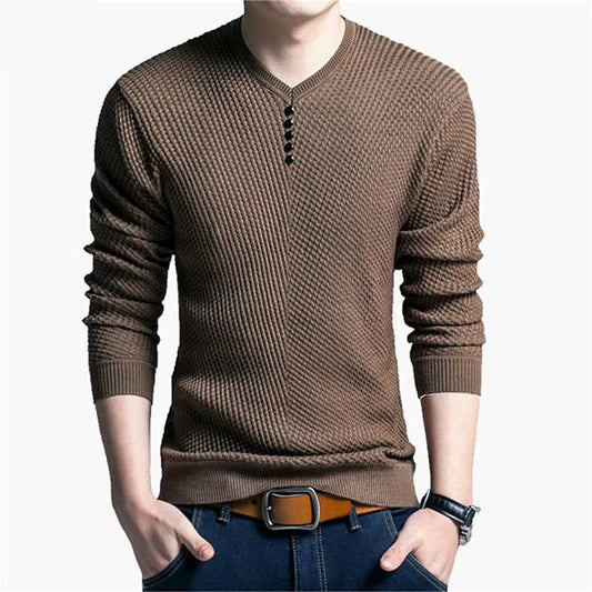 maoxiangshop Hot Sale Solid Color Pullover Men V Neck Men Sweater Casual Long Sleeve Brand Mens Sweaters High Quality Wool Cashmere Sweaters