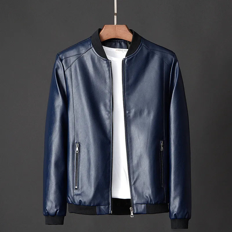 maoxiangshop Leather Jacket Bomber Motorcycle Jacket Men Biker PU Baseball Jacket Plus Size 7XL Fashion Causal Jaqueta Masculino