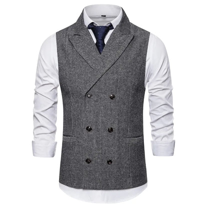 maoxiangshop Vest Men Double Breasted Suit Vests Men Mens Sleeveless Suit Vest Waistcoat Vintage Formal Blazers Waistcoat for Wedding chaleco