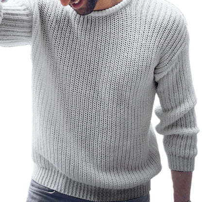 maoxiangshop Men Sweaters Solid Color Round Neck Sweater Men Long Sleeve Knitted Pullover Men Sweaters Mens Clothes pull homme ropa hombre