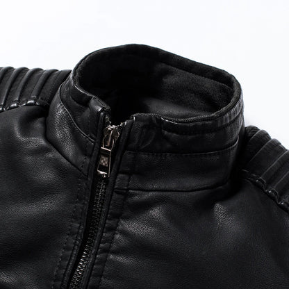 maoxiangshop Men Autumn New Causal Vintage Leather Jacket Coat Men Spring Fashion Design Motor Biker Pocket PU Leather Jacket Men 4XL-M