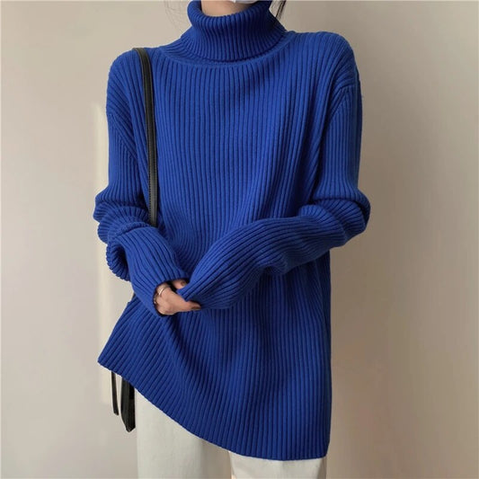 maoxiangshop Fashion Women Sweaters Streetwear Wool Pullovers Turtleneck Knitted Long Sleeve Top Black Korean Style Winter Clothes Woman