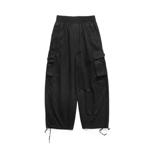 maoxiangshop Multi-Pocket Cargo Pants Men's Casual Solid Colour Straight Pants Baggy Wide-leg Cropped Pants Men Ankle-length Pants