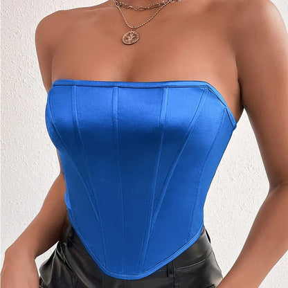 2022 Women Summer Sexy Backless Tube Tees Solid Strapless Camis T-shirts Bodycon Spring Tank Crop Tops Slim Fit For Female