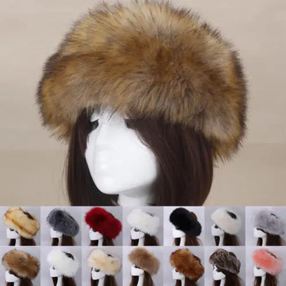 maoxiangshop Hot Winter Thick Furry Hairband Fluffy Russian Faux Fur Women Girl Fur Headband Hat Winter Outdoor Earwarmer Ski Hats new