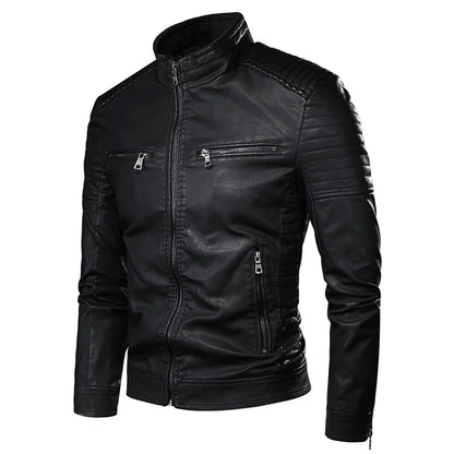 maoxiangshop Men Autumn New Causal Vintage Leather Jacket Coat Men Spring Fashion Design Motor Biker Pocket PU Leather Jacket Men 4XL-M