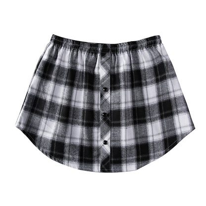 maoxiangshop Detachable Underskirt Cotton Shirt Extender for Women Irregular False Skirt Tail Blouse Hem Plaid Mini Skirt Extender Hemline