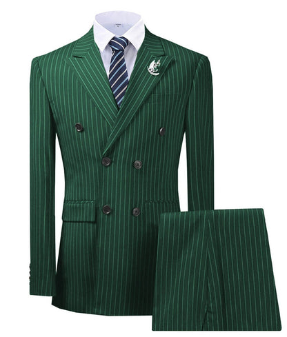 maoxiangshop Olive Green Men's Suit 2 Pieces Pinstripe Notched Lapel Tuxedos Groomman For Wedding New Burgundy,BLACK（blazer+pants）