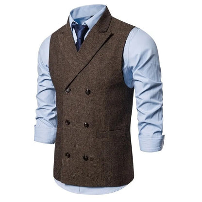 maoxiangshop Vest Men Double Breasted Suit Vests Men Mens Sleeveless Suit Vest Waistcoat Vintage Formal Blazers Waistcoat for Wedding chaleco