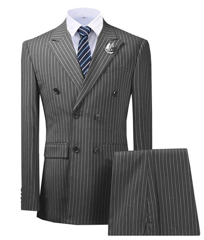 maoxiangshop Olive Green Men's Suit 2 Pieces Pinstripe Notched Lapel Tuxedos Groomman For Wedding New Burgundy,BLACK（blazer+pants）