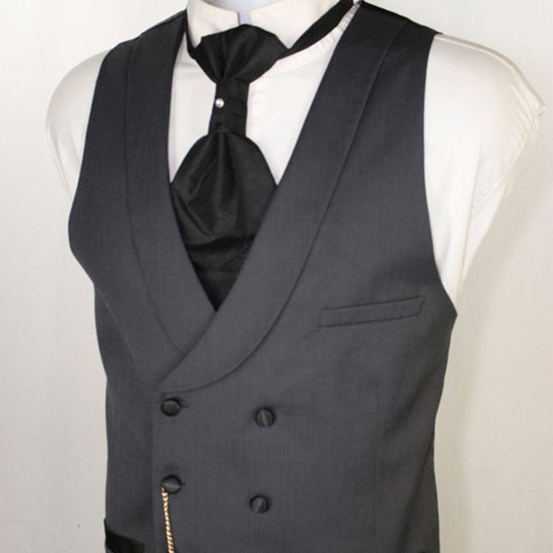 maoxiangshop Double Breasted Dark Gray Vest for Men Suit Waistcoat with Shawl Lapel One Piece Custom Man Suit Vests New Arrival Europen Size