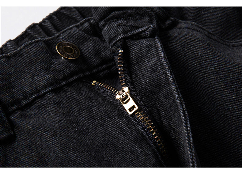 maoxiangshop Streetwear Men's Blue Wide Leg Jeans New Autumn Korean Style Fashion Straight Baggy Denim Pants Student Teen Trousers Black Gray