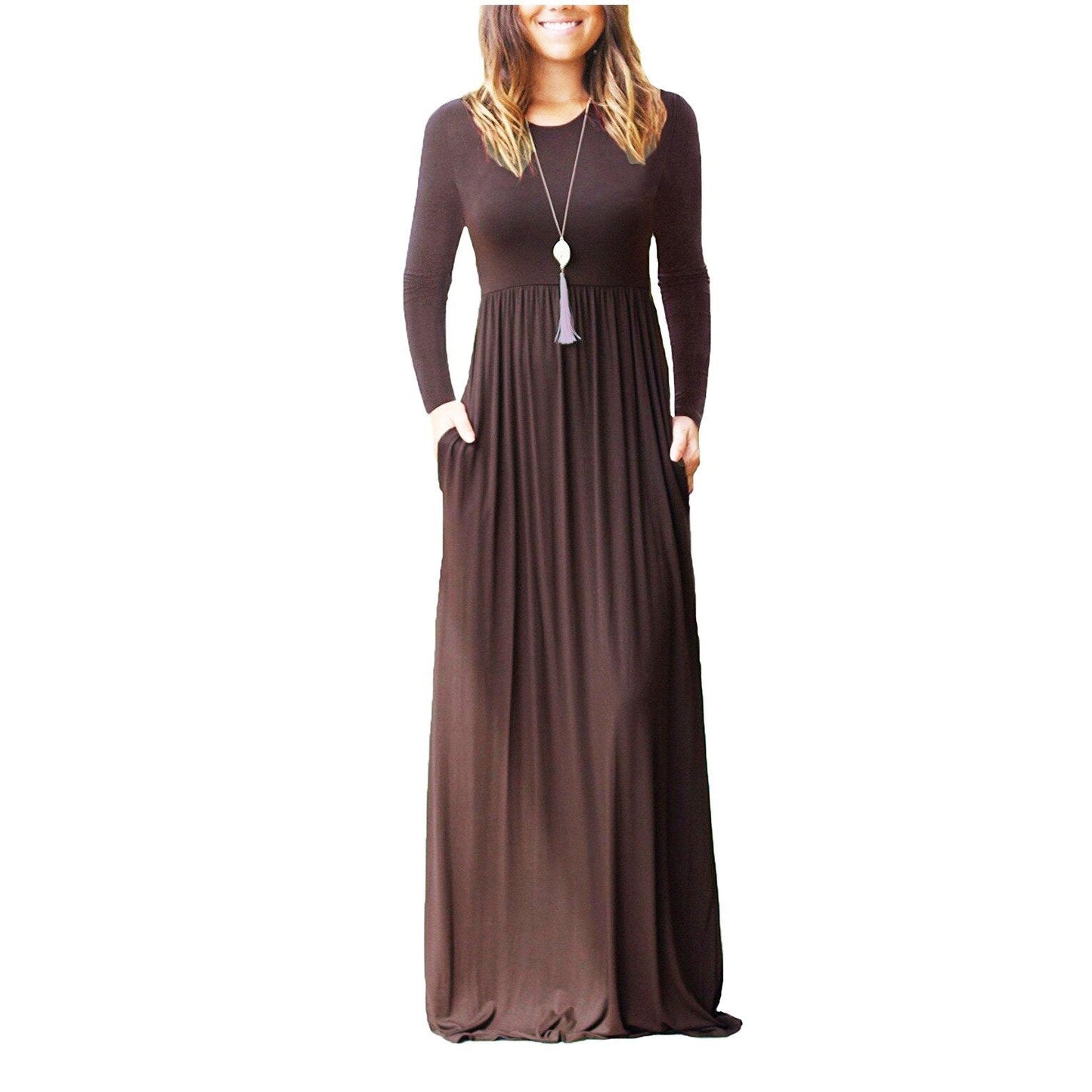 maoxiangshop 3XL Sexy Women Dress Summer Solid Casual Full Sleeve Maxi Dress For Women Long Dress Lady Dresses