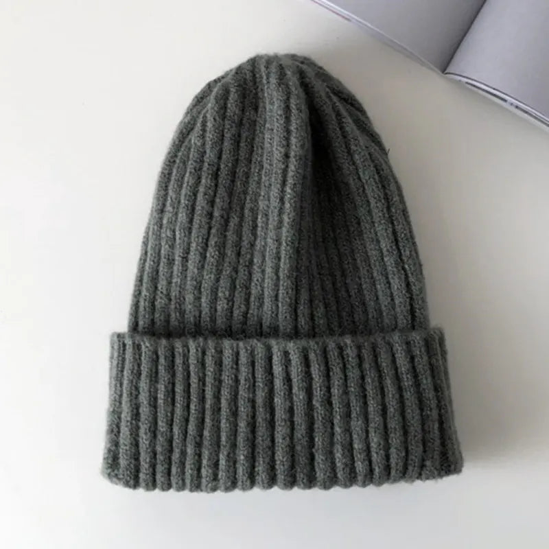 maoxiangshop New Candy Colors Winter Hat Women Knitted Hat Warm Soft Trendy Hat Kpop Style Wool Beanie Elegant All-match Hat