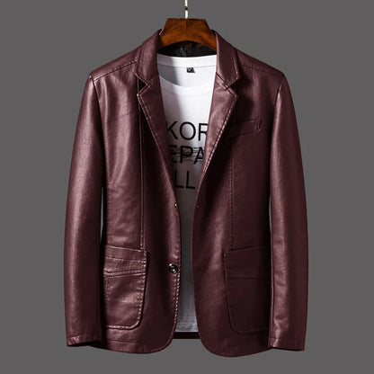 maoxiangshop Spring PU Jackets Men Solid Color Leather Coat Casual Motorcycle Biker Leather Jacket Male Clothes Plus Size 5XL 6XL HX294