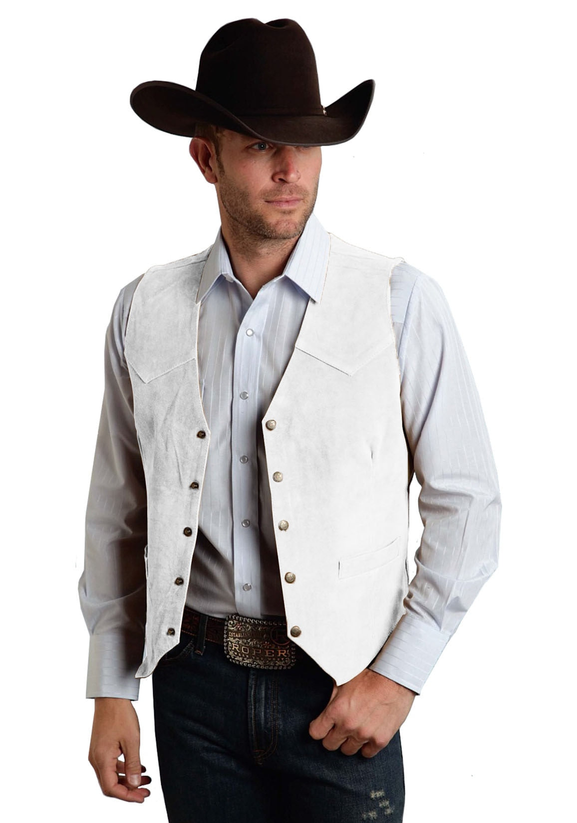maoxiangshop Vintage Men's Vest Cowboy Leather Western Denim Vest Steampunk Style Waistcoat Colete Masculino Colete Masculino Custom Made