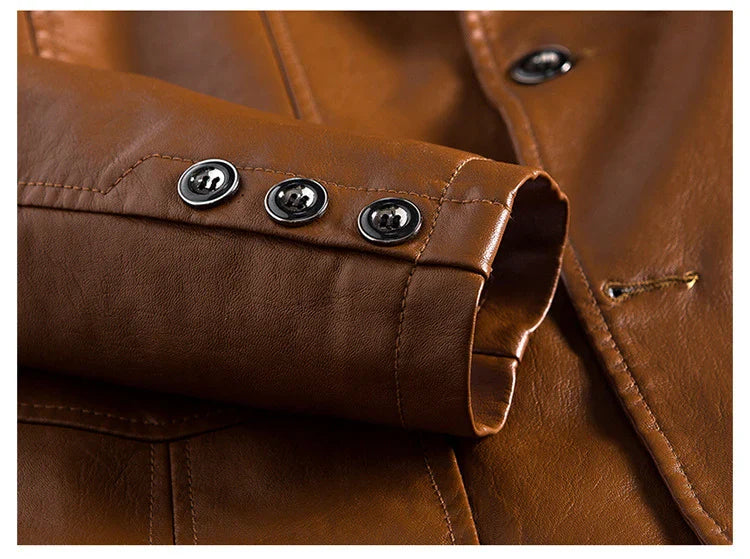 maoxiangshop Spring PU Jackets Men Solid Color Leather Coat Casual Motorcycle Biker Leather Jacket Male Clothes Plus Size 5XL 6XL HX294