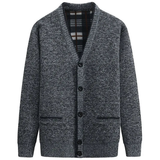 maoxiangshop New Cardigan Men Autumn Winter Thick V Neck Knitted Sweater Coats Casual Warm Knitted Cardigan Men Fashion Mens Clothing