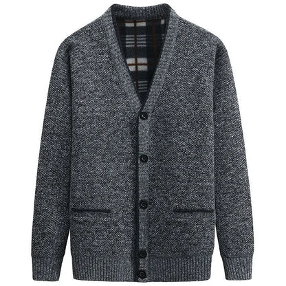 maoxiangshop New Cardigan Men Autumn Winter Thick V Neck Knitted Sweater Coats Casual Warm Knitted Cardigan Men Fashion Mens Clothing