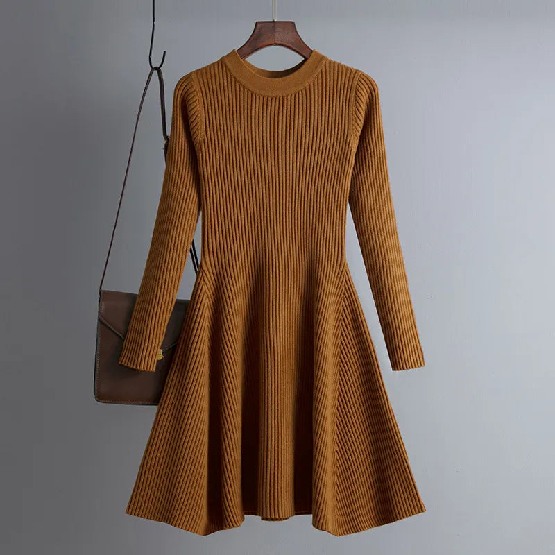 maoxiangshop basic autumn winter short aline thick sweater dress elegant knit dress women slim mini dress Female chic knit sexy dress