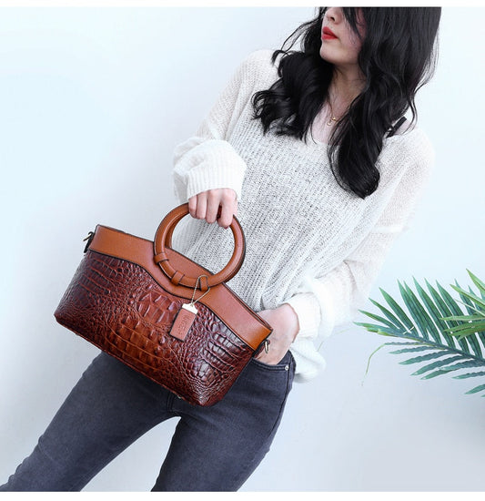 maoxiangshop - High Quality Autumn / winter Women Luxury Handbags Women Bags Designer Crossbody Bags Female Crocodile Leather Handbag Ladies Shoulder Bag Tote Retro Handbag