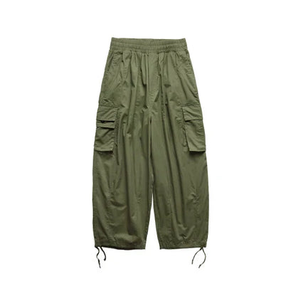 maoxiangshop Multi-Pocket Cargo Pants Men's Casual Solid Colour Straight Pants Baggy Wide-leg Cropped Pants Men Ankle-length Pants