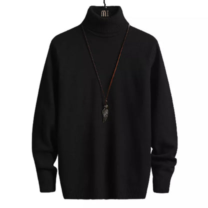 maoxiangshop Turtleneck Sweaters Men Solid Pullovers Winter Knitted Sweater Turtleneck Pullovers Black Gery Winter Warm Sweater Men Clothing