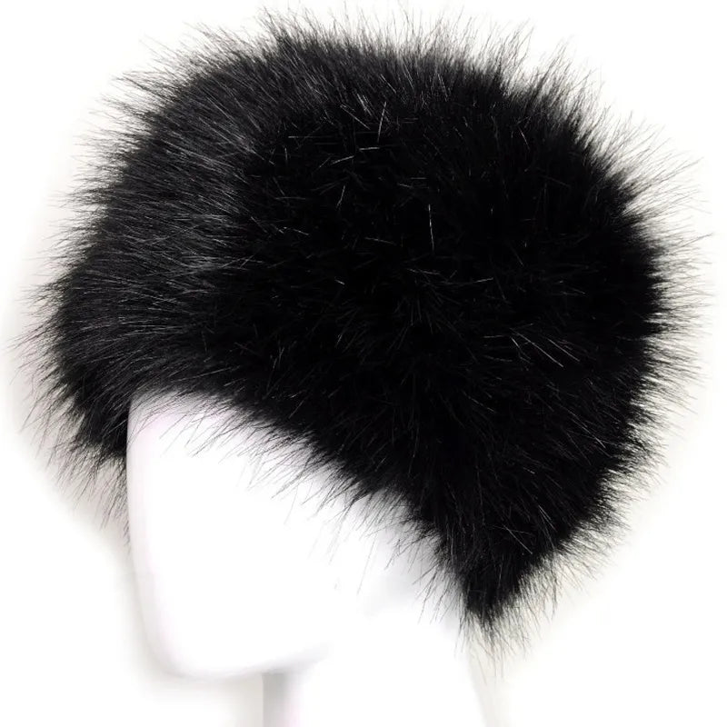 maoxiangshop Russian Hat for Women Faux Fox Fur Hat Winter Female Outdoor Warm Beanie Fluffy Hat Snow Bucket Cap 5 Colors Ushanka Fashion